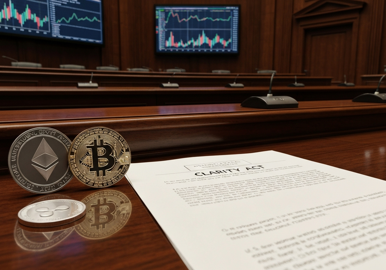 美國 CLARITY Act 闖關參院銀行委員會　監管明確性點火比特幣(BTC)、以太幣(ETH)、瑞波幣(XRP)反彈